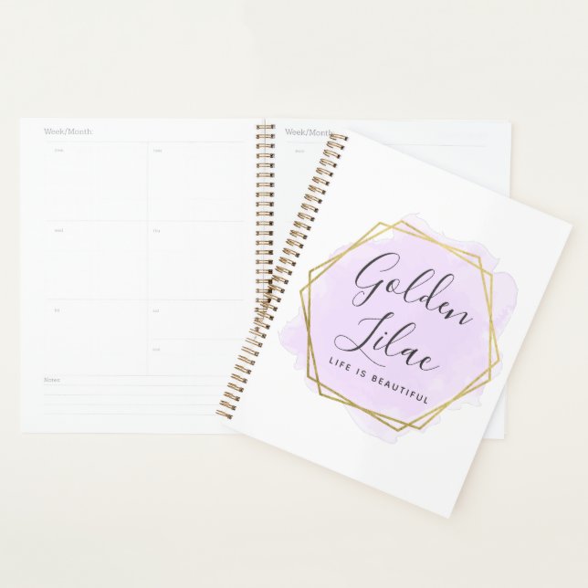 Lila Wasserfarbe & moderne geometrische Goldene Ch Planer (Anzeige)