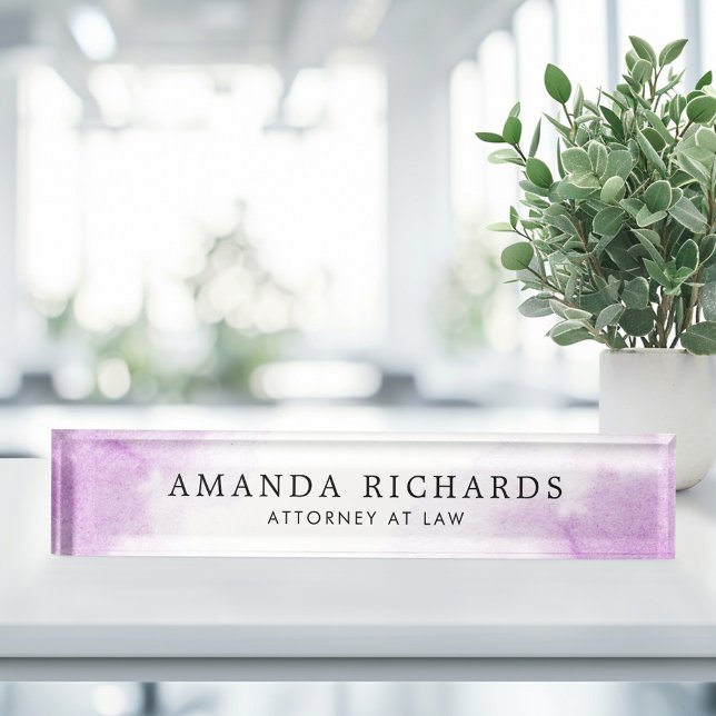 Lila Wasserfarbe Namensplakette (Purple watercolor desk name plate)