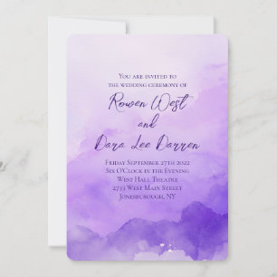 Lila Wasserfarbe Ombre Malerei Hochzeit Einladung