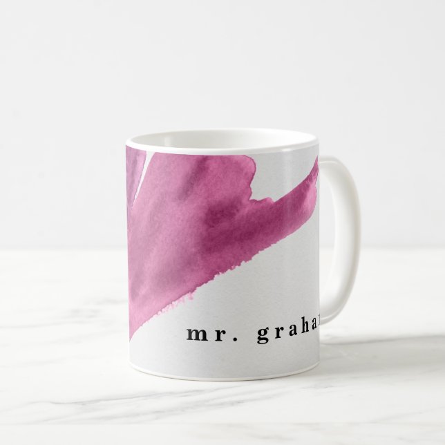 Lila Wasserfarbe Personalisierte Kaffee Tasse (VorderseiteRechts)