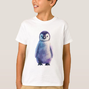 Lila Wasserfarbe Pinguin Küken Kinder T-Shirt