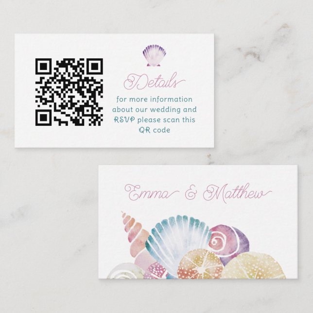 Lila Wasserfarbe - QR-Hochzeit Begleitkarte (Vorne/Hinten)