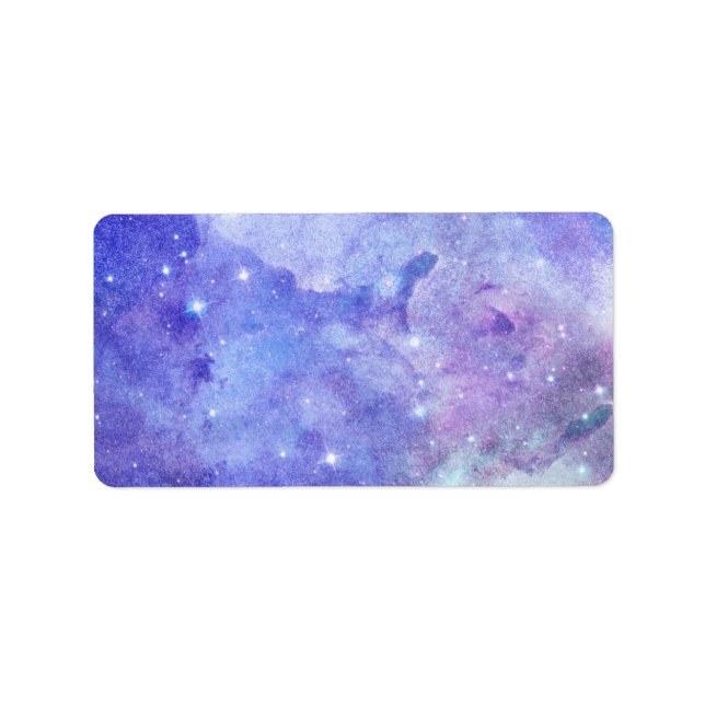 Lila Wasserfarbe Sternenhimmel Lover Galaxie Adressaufkleber (Vorne)