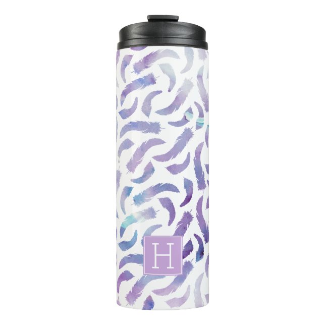 Lila Wasserfarben-Muster Thermosbecher (Vorderseite)