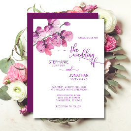 Lila Wasserfarben Orchideen Hochzeit Einladung