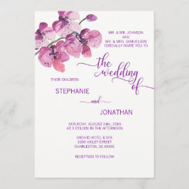 Lila Wasserfarben Orchideen Hochzeit Einladung