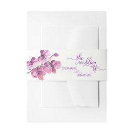 Lila Wasserfarben Orchideen Hochzeit Einladungsbanderole