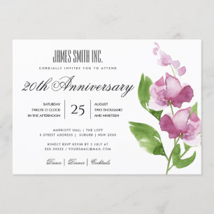 LILA WASSERFARBENE FLORALE FIRMENPARTY VERANSTALTU EINLADUNG