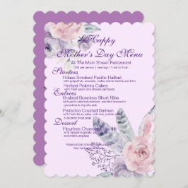 Lila Wasserfarbenflora und Federn Muttertag Einladung
