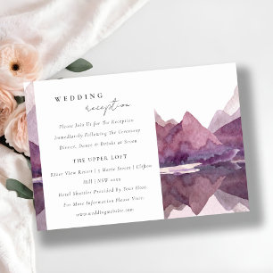 Lila Wasserfarbengebirge Hochzeitsempfang Einladung