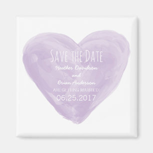 Lila Wasserfarbenherz Speichern des Datumsmagneten Magnet