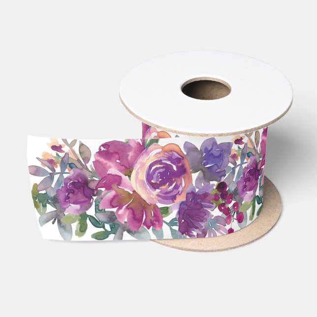 Lila Wasserfarbenmuster Satinband (Spule)