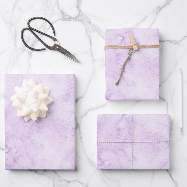 Lila Wasserfarbenspiel Geschenkpapier Set (Vorderseite)