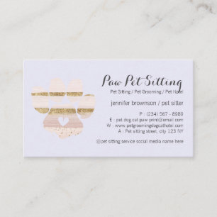Lila Wasserfarbenstriche Pet Sitter Grooming Pfote Visitenkarte