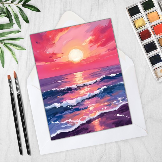 Lila Wasserfarbkarte für die rosa Sonnenuntergänge (Von Creator hochgeladen)