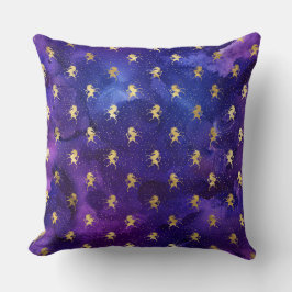Lila Wasserfarbmuster mit Goldenem Einhorn Kissen