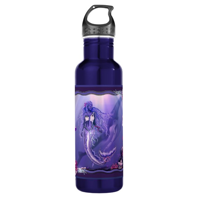 Lila Wasserflasche aus Edelstahl Edelstahlflasche (Vorderseite)