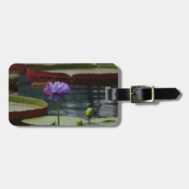 Lila Wasserlilie Gepäckanhänger (Vorderseite horizontal)