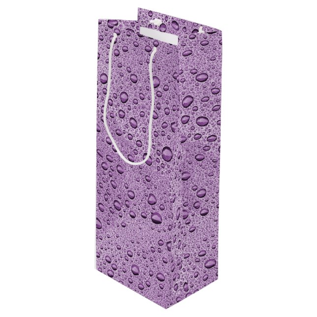 Lila Wassertröpfchen Geschenktüte Für Weinflaschen (Vorderseite Schrägansicht)