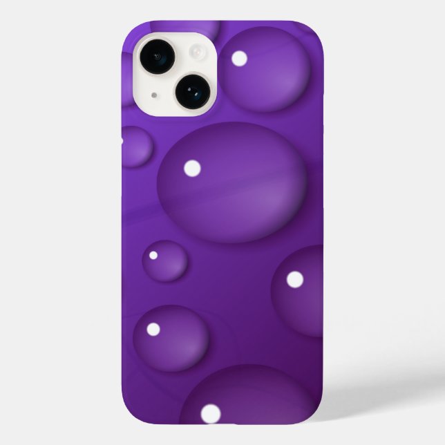 Lila Wassertropfmuster Case-Mate iPhone 14 Hülle (Rückseite)