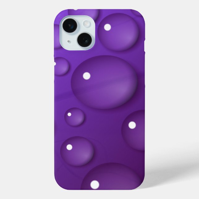 Lila Wassertropfmuster iPhone 15 Mini Hülle (Rückseite)