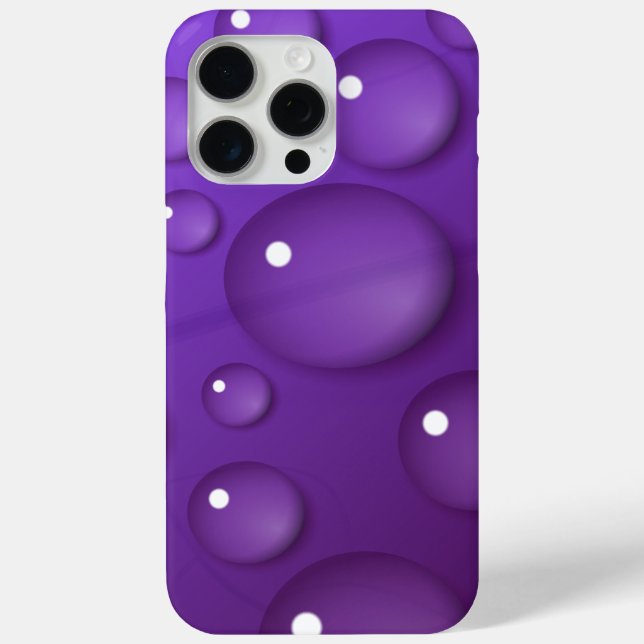 Lila Wassertropfmuster iPhone 15 Pro Max Hülle (Rückseite)