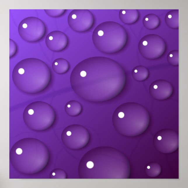Lila Wassertropfmuster Poster (Vorne)