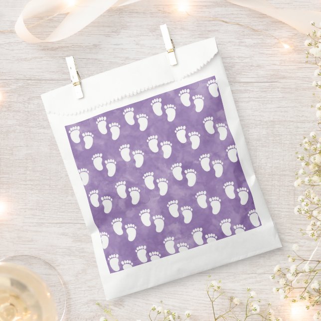 Lila Watercolor Baby Shooting Footprint Muster Geschenktütchen (Ausgeschnitten)