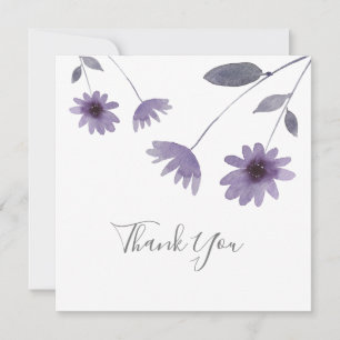Lila Watercolor Daisy Stems Dankeskarte