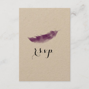 Lila Watercolor-Feder-Hochzeit UAWG RSVP Karte