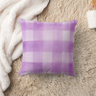 Lila Watercolor Gingham Kariert Throw Kissen