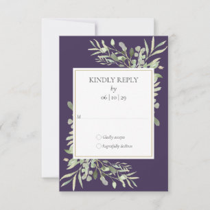 Lila Watercolor Greenerie Wedding RSVP