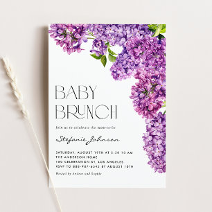 Lila Watercolor Lilac Blume BabyBrunch Einladung