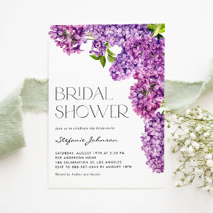 Lila Watercolor Lilac Blume Brautparty Einladung