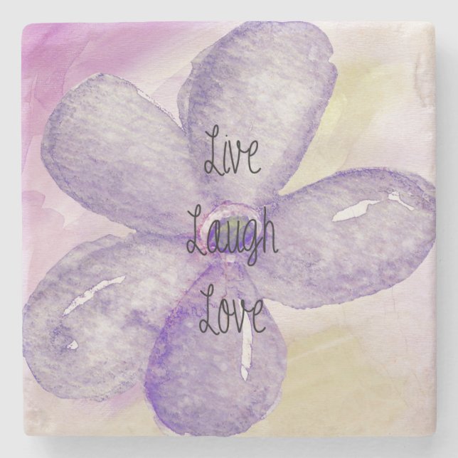Lila Watercolor-LiveBlume Steinuntersetzer (Vorderseite)
