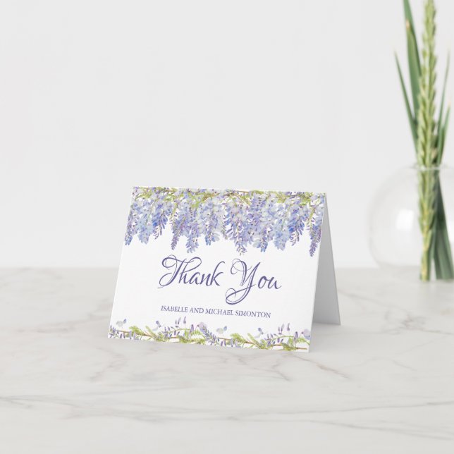 Lila Watercolor-mit Blumenpersonalisiertes danken Dankeskarte (Vorderseite)