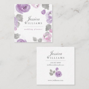 Lila Watercolor-Rosen-Blumengeschäfts-Karte Quadratische Visitenkarte