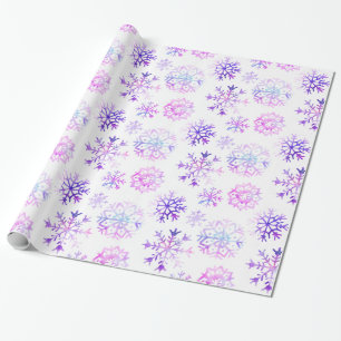 Lila Watercolor-Schneeflocke-Weihnachtsentwurf Geschenkpapier