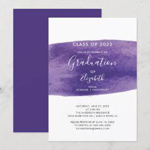 Lila Watercolor Wash Graduation Party - Einladung