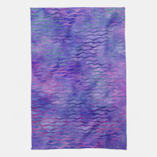 Lila Wavy Strips Geschirrtuch