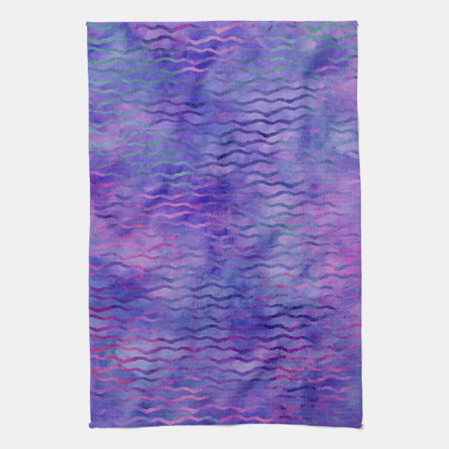 Lila Wavy Strips Geschirrtuch (Vertikal)