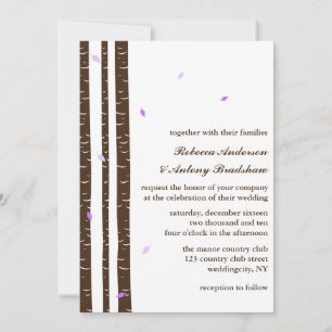 Lila Wedding Birken-Bäume Einladung