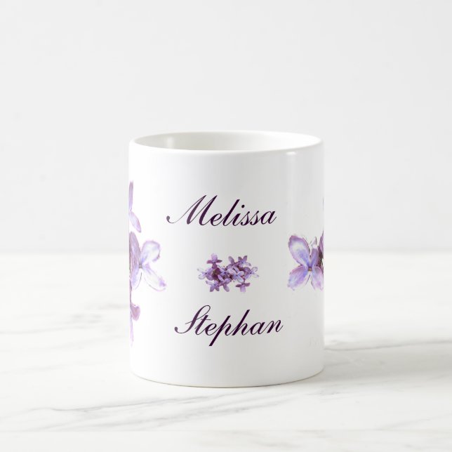 Lila Wedding mit BlumenBlumen Kaffeetasse (Mittel)
