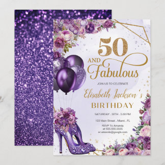 Lila weibliche Glitzer 50. Geburtstag