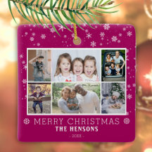 Lila Weihnachten Familie 6 Foto-Collage