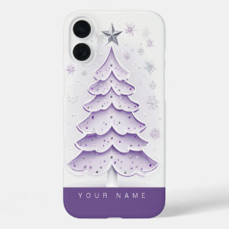 Lila Weihnachten iPhone 16 Plus Hülle