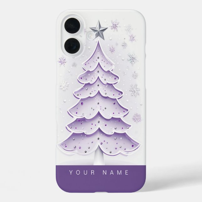 Lila Weihnachten iPhone 16 Plus Hülle (Rückseite)