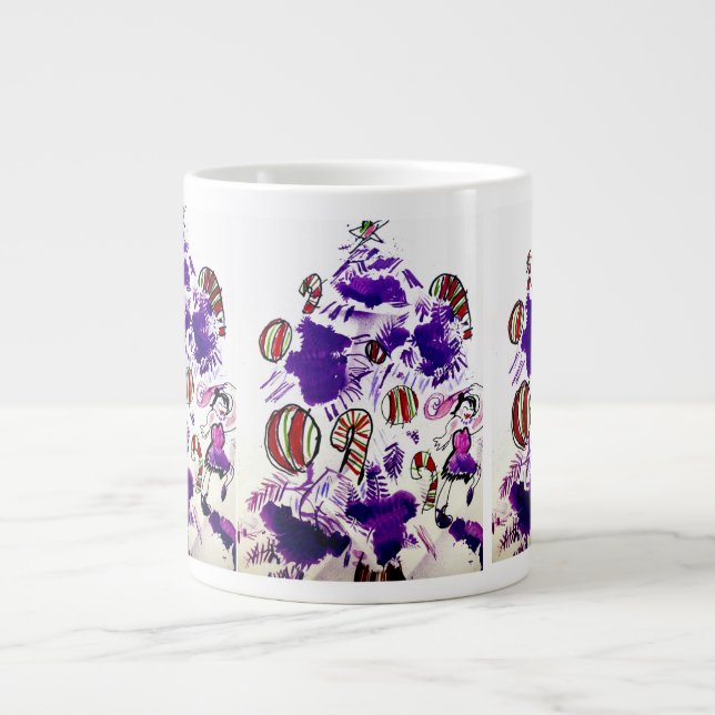 Lila Weihnachten Jumbo-Tasse (Vorderseite)