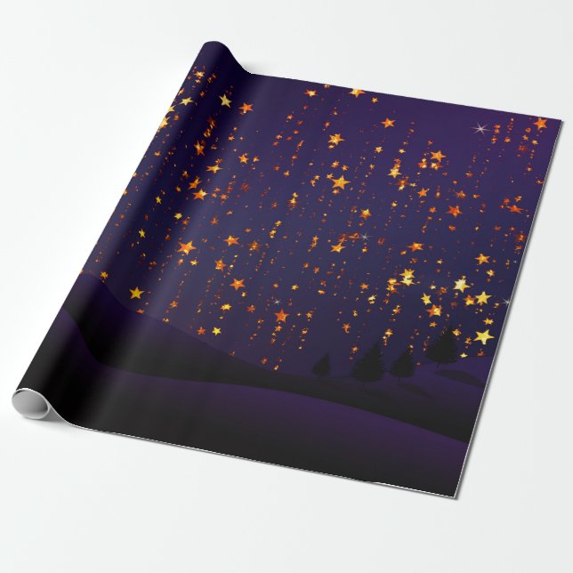 Lila Weihnachten und Gold-Star-Weihnachten Geschenkpapier (Ungerollt)