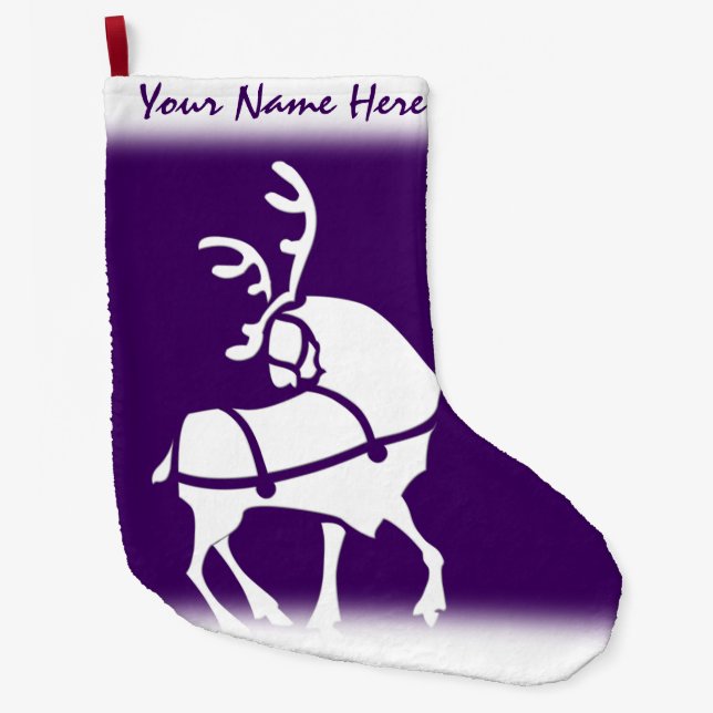 Lila Weihnachts-Strumpf Custom Reindeer Strumpf Großer Weihnachtsstrumpf (Vorderseite)